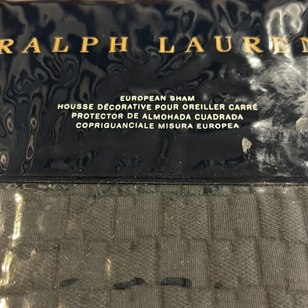 Ralph Lauren 2x Elyssa Euro European pillow Sham Essex Blue quilted new 26”x26”